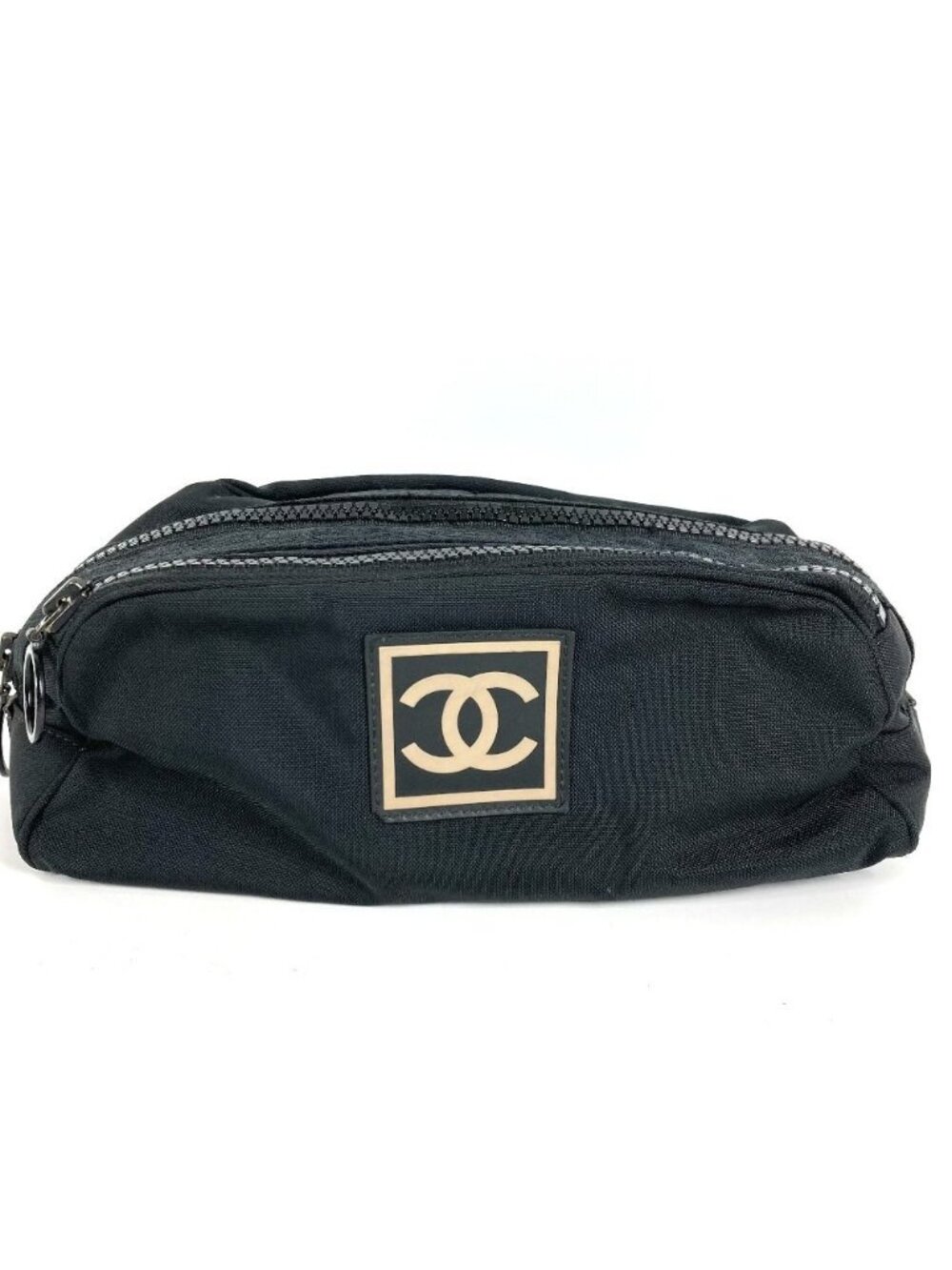 Chanel Second Bag CC Logo Nylon Canvas Black